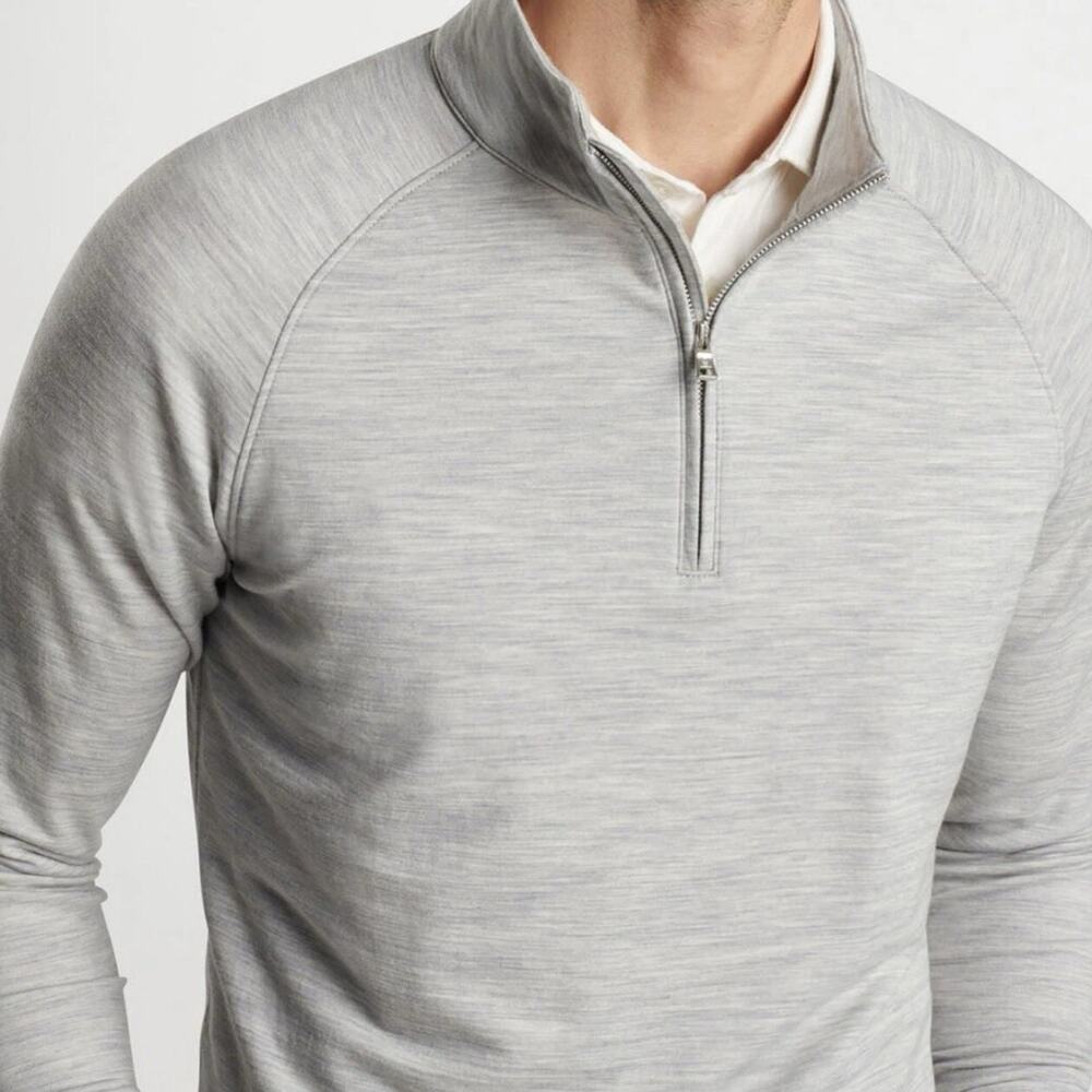 Peter Millar Crown Crafted Excursionist Flex Quarter-Zip in Gale Grey Size 2XL